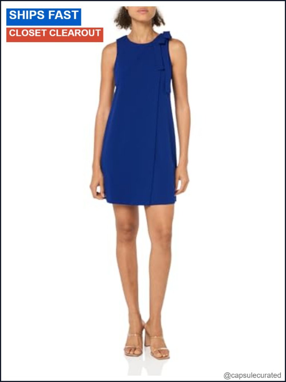 Sleeveless Fit & Flare Dress with Shoulder Bow